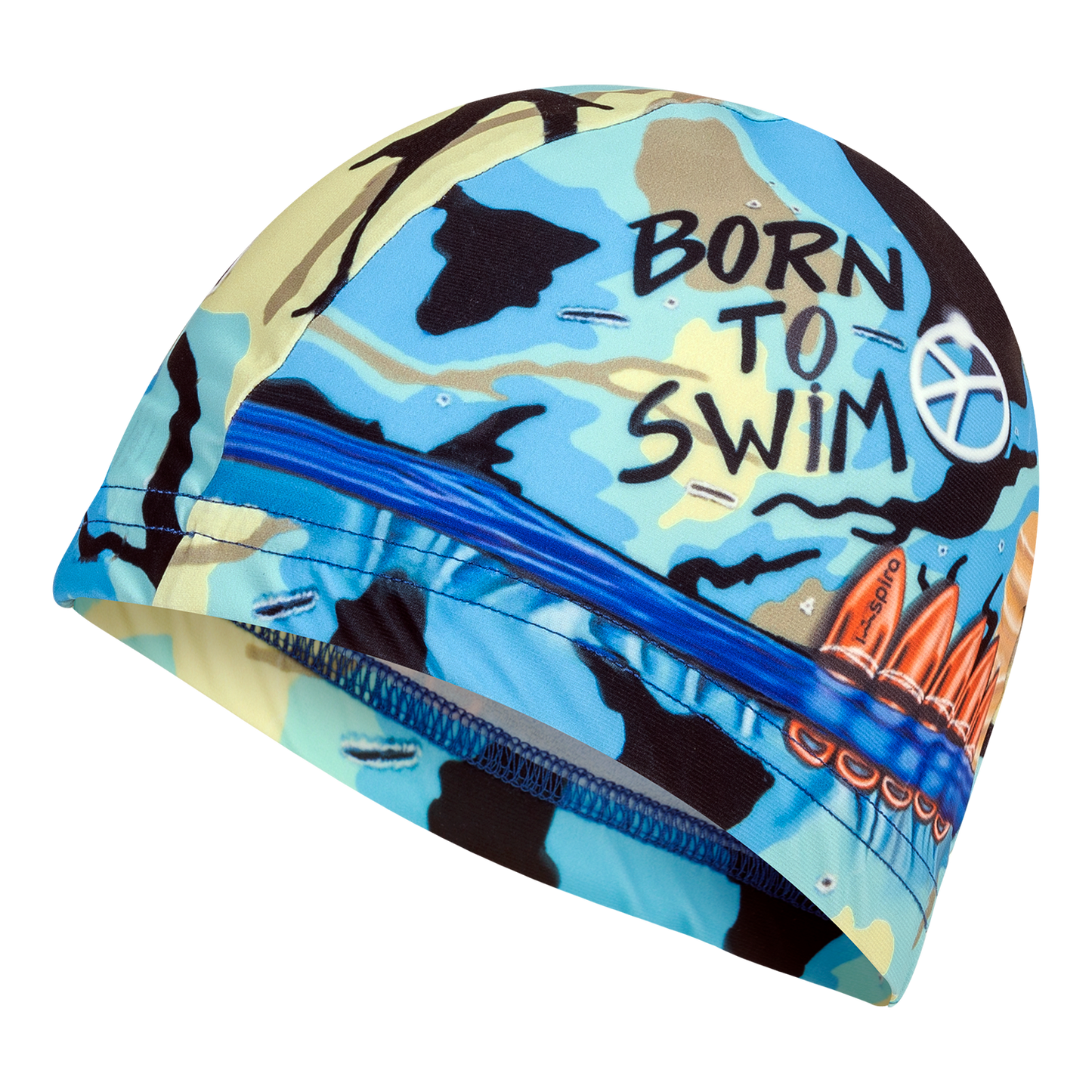 Gorro de Tela Born to Swim Azul