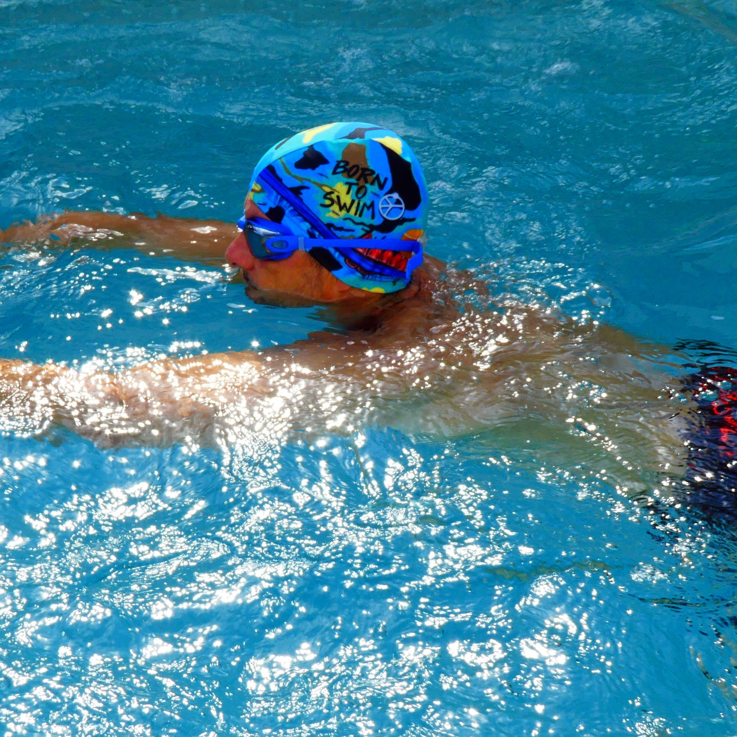 Gorro de Tela Born to Swim Azul