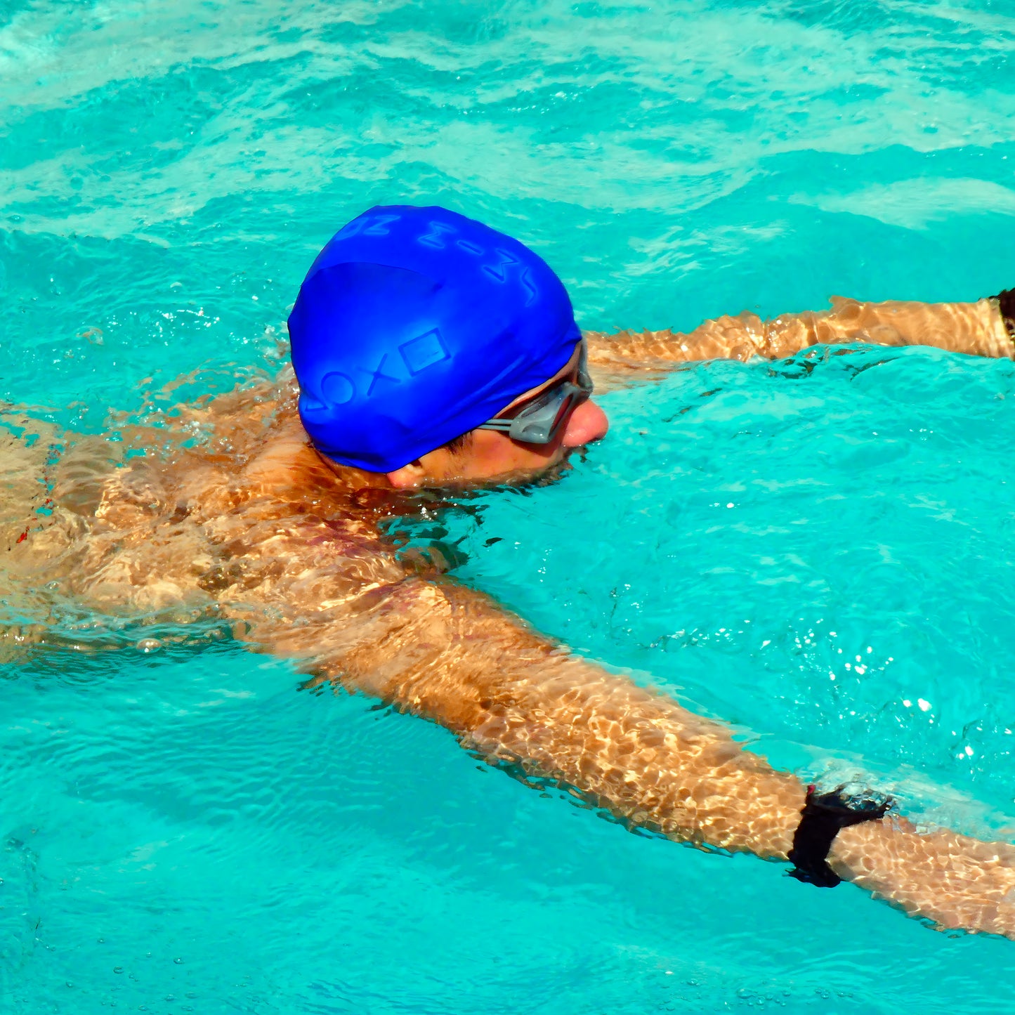 Gorro de Tela Swim Station Azul